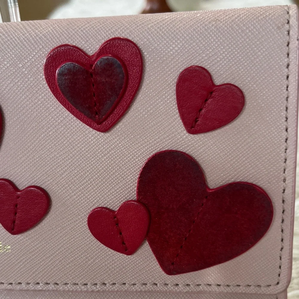 Kate Spade Pink Wallet with Red Heart Accents